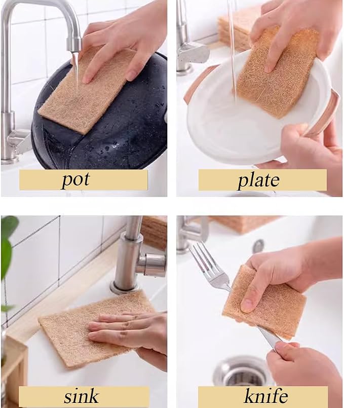 Natural Scouring Pads 10 Pack- Dish Scrubber Non-Scratch Sisal Cleaning Scrub - Image 6