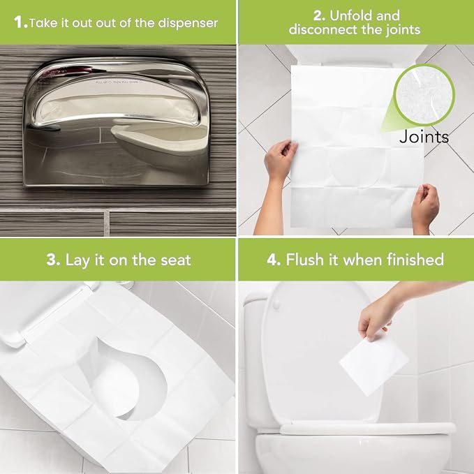 Disposable Toilet Seat Covers XL Half Fold Flushable – 400 Sheets - Image 6