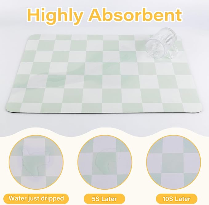 Checkered Dish Drying Mat （Green，24" x 16"） - Image 6
