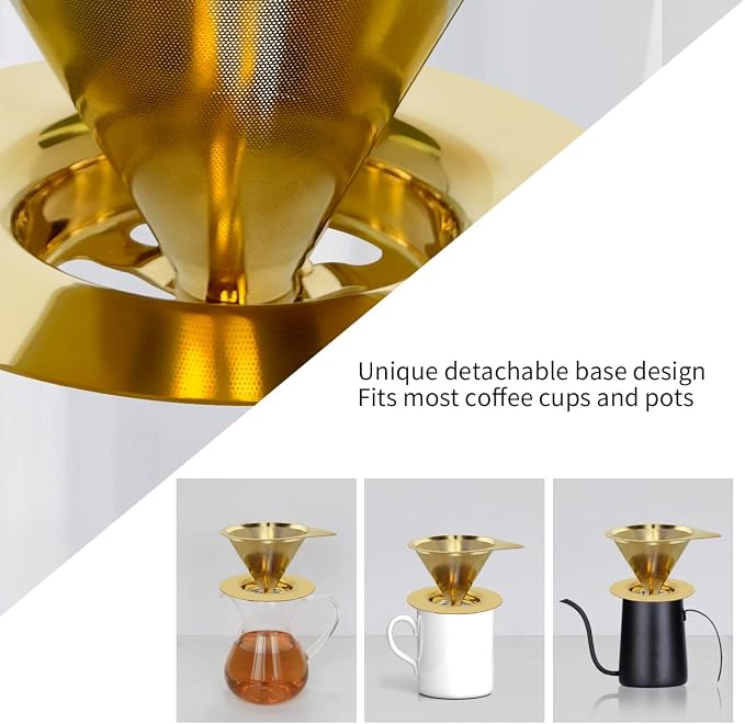 LHS Pour Over Coffee Dripper Reusable Coffee Filter Paperless Coffee Filter - Image 5