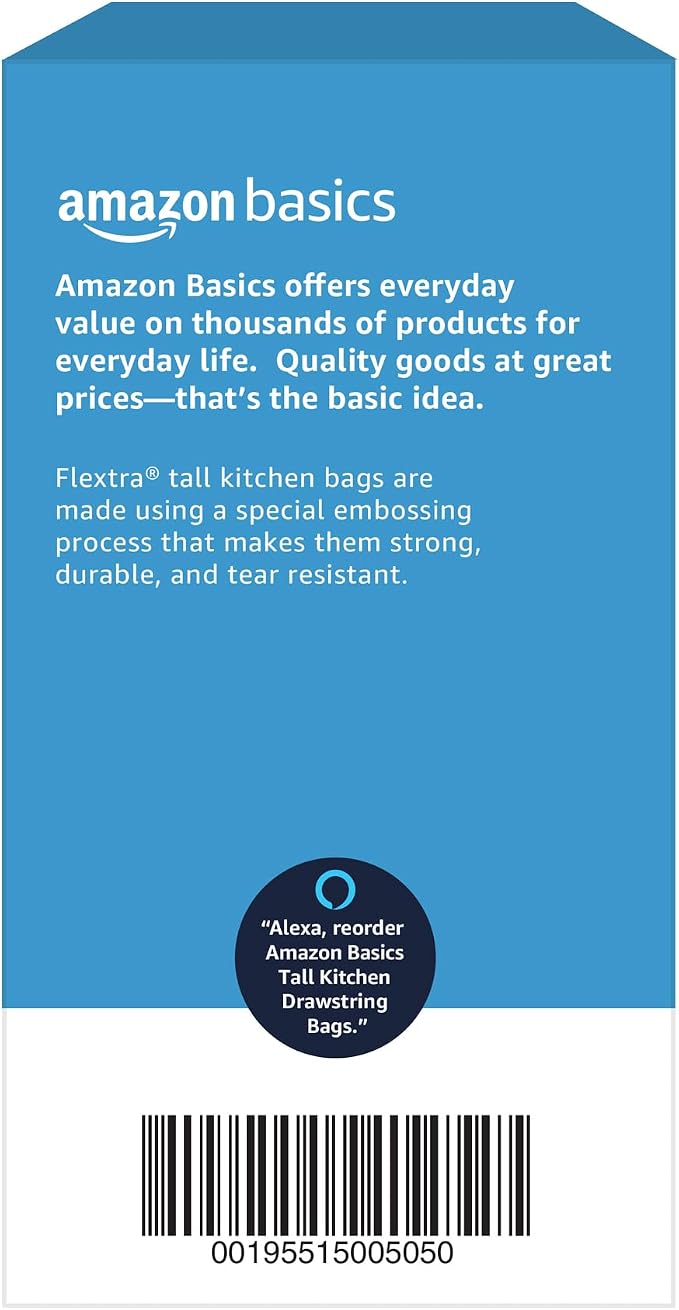 Amazon Basics Flextra Tall Kitchen Drawstring Trash Bags, 13 Gallon - Image 6