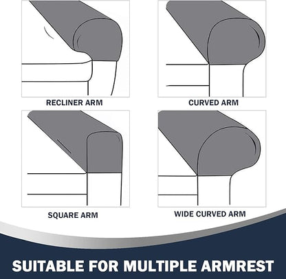 Stretch Sofa Arm Covers Spandex Jacquard Anti-Slip Couch Armrest Protector for Sofa Couch Chair Recliner, Set of 2, Black