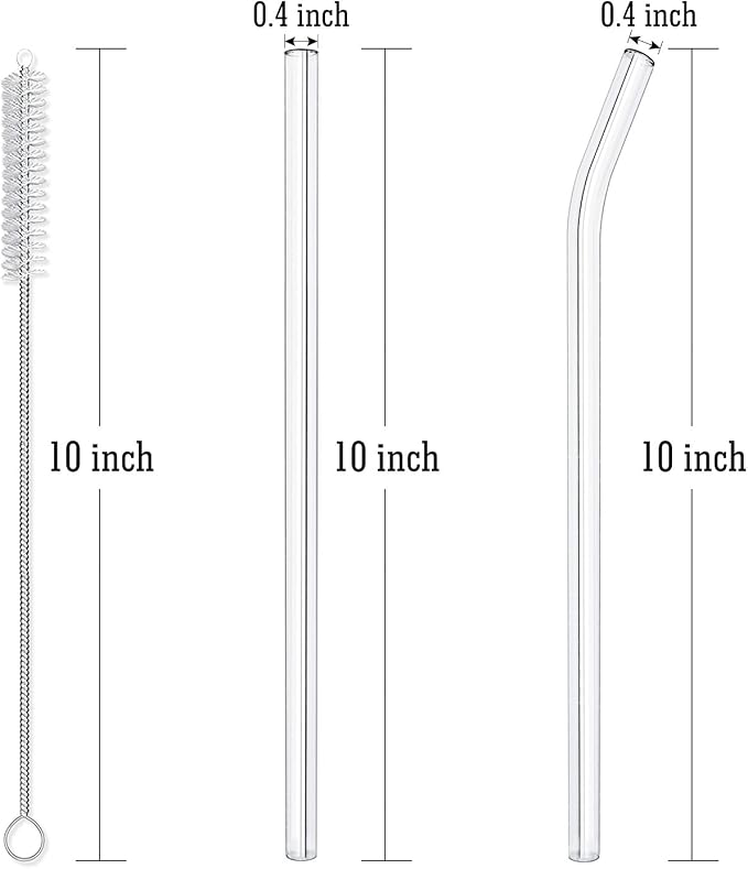 Hiware Reusable Glass Straws Set, 5-piece Drinking Straws - Image 2