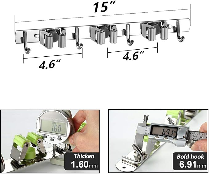 DGSL 4 PCS Broom Holder Wall Mount - Image 4