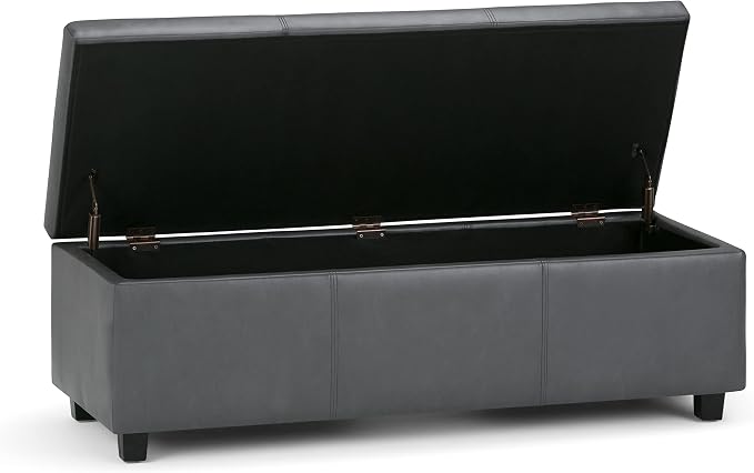 SIMPLIHOME Avalon 48 inch Wide Contemporary Rectangle Storage Ottoman Bench in - Image 5