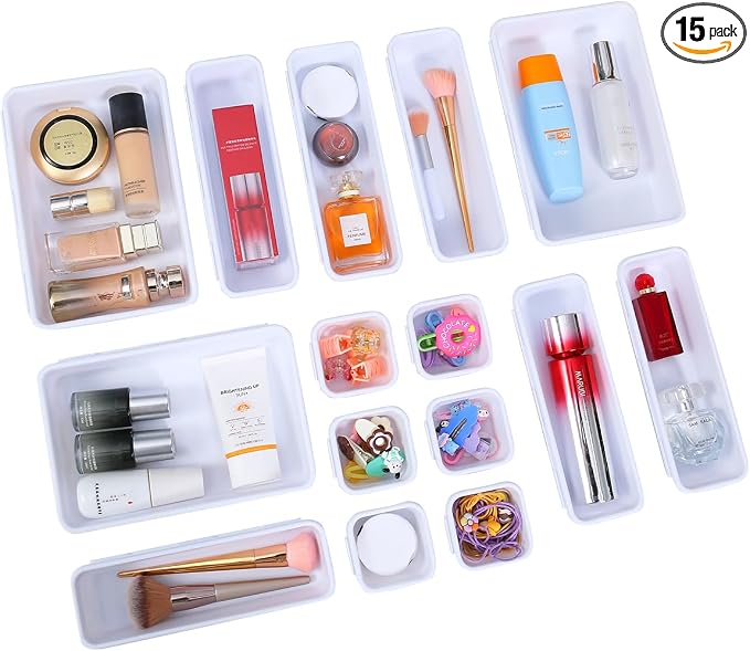 15 PCS Interlocking Desk Drawer Organizer Separator by Kutesna