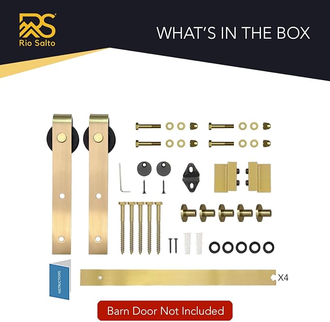 Rio Salto Gold Barn Door Hardware Kit 84" Length 7FT Sliding Door Hardware - Image 4