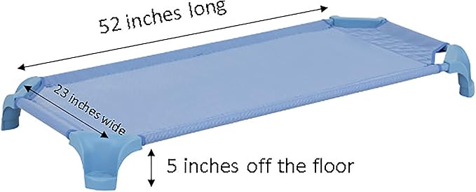 Sprogs Heavy-Duty Stackable Standard Size 52"L Daycare Cots for Kids and Toddlers, Stacking Preschool Classroom Kids Cots for Sleeping, Resting, Naptime, Pack of 12, Natural Colors