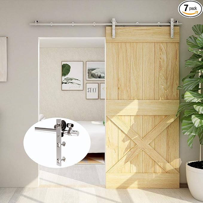 TSMST 4FT Sliding Barn Door Hardware Kit, Stainless Steel Heavy Duty Sturdy by TSMST