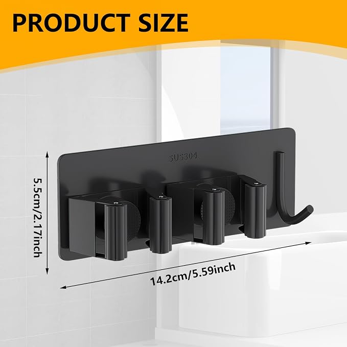 Broom Holder Wall Mount No Drill, Broom and Mop Organizer Wall Hanging Heavy - Image 5