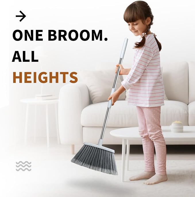Broom, Outdoor Brooms for Sweeping Indoor, Adjustable 55" Pet Hair Removal - Image 5