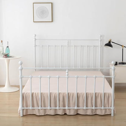 Bed Skirt, Full Size Ruffled Bed Skirt with Split Corners, 14 Inch Drop Dust Ruffle Bed Skirt with Platform, Full -14 Inch, Cream