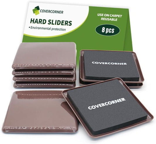 Furniture Sliders for Carpet 8 PCS by COVERCORNER