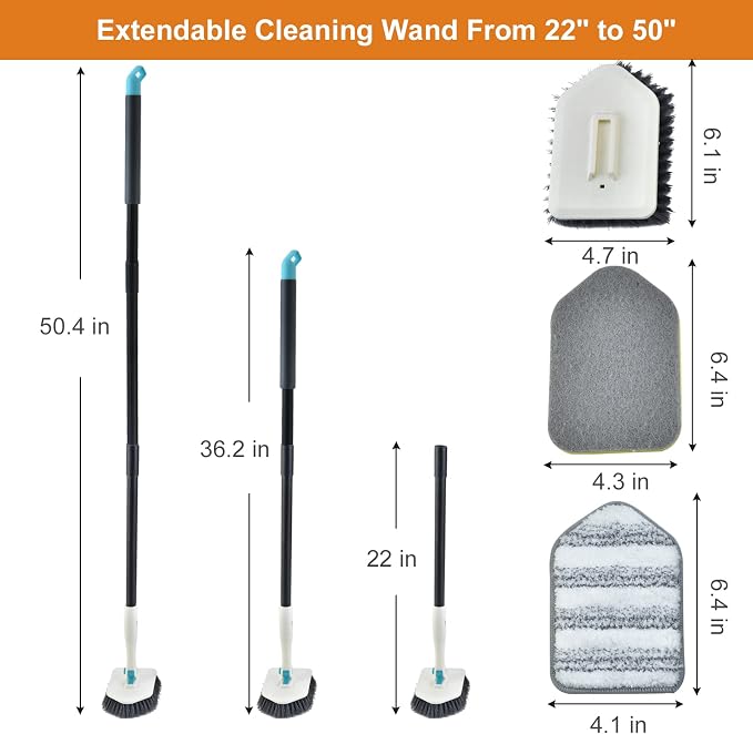 Long Handled Scrub Brush for Shower, 3-in-1 Cleaning Brushes - Image 4
