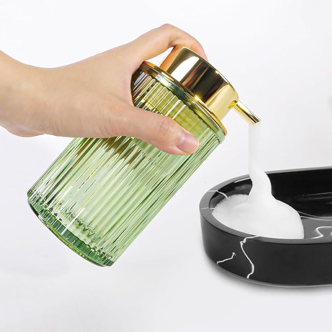 Green Foaming Soap Dispenser, 12 Oz Glass Foaming Hand Soap Dispenser - Image 6