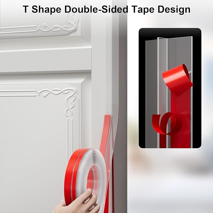 T-Shaped Door Draft Stopper, 1.97 in x 20 Ft Silicone Seal Strip - Image 3