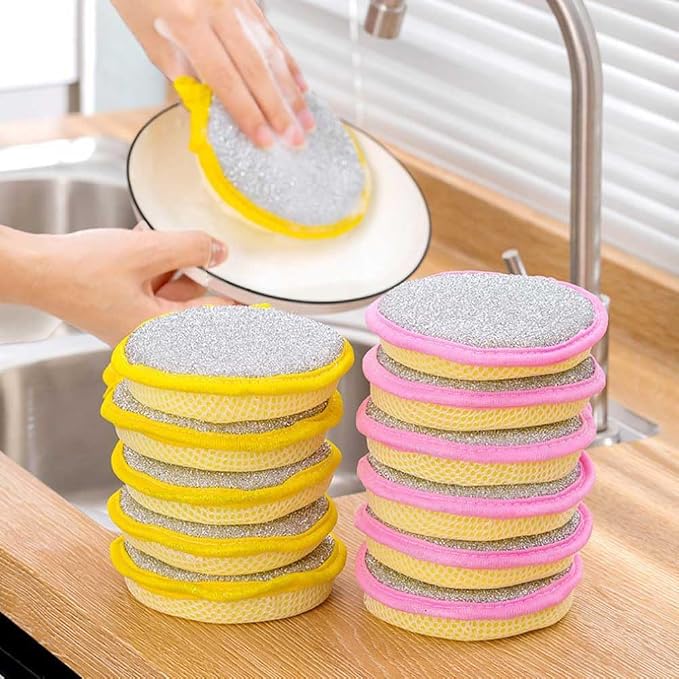 20 Pcs Washing Dishes Sponges Double-Sided Dishwashing Sponge Scrubber Round - Image 2