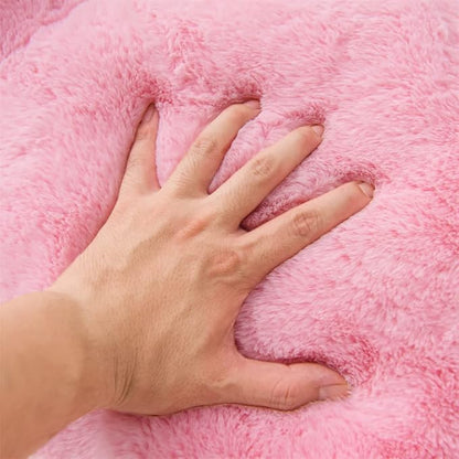 Holawakaka Standard Faux Fur Bed Rest Pillow with Arms, Rabbit Fur Reading Pillows Perfect for Adults, Teens, Kids, Arm, Back, Pregnancy Lumbar & Head Neck Coccyx Lower Back Support Cushion (Pink)