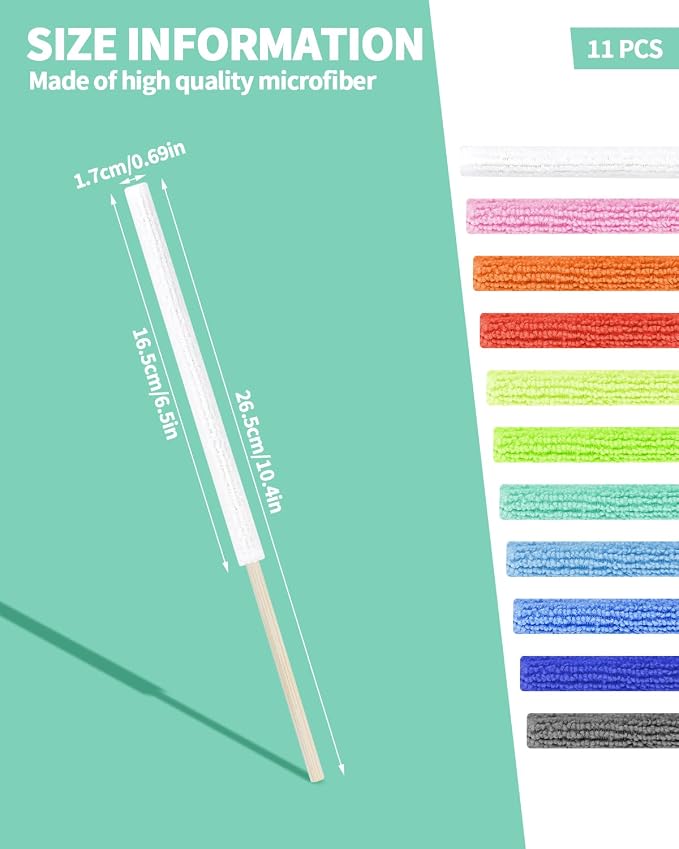11 PCS Microfiber Detail Duster Sticks, Mini Duster Crevice Cleaning Tool - Image 2