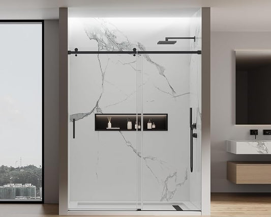 56-60" W x 74" H Frameless Sliding Shower Door, 5/16" Clear Tempered Glass by JONIVRAT