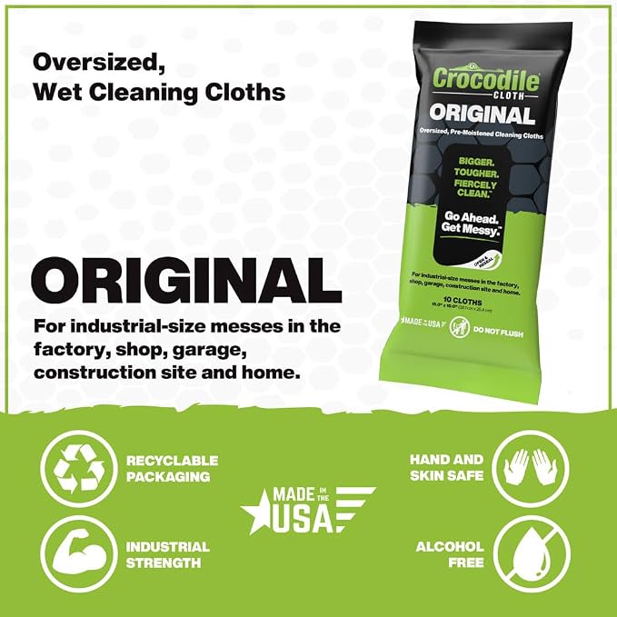 Crocodile Cloth Industrial Hand & Tool Cleaning Wipes - Image 2