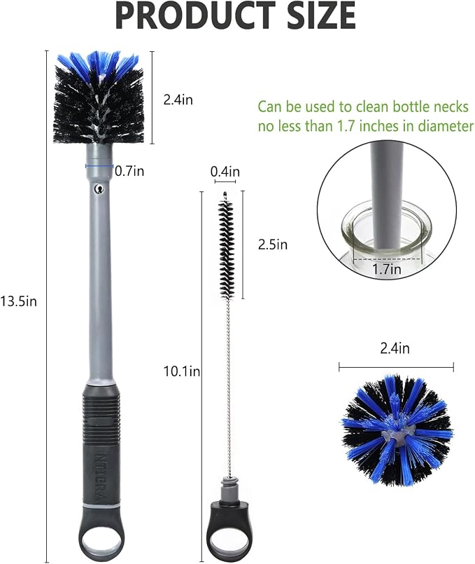 2-in-1 Bottle Brush Cleaner Kit Set, Long Water Bottle Cleaning Brushes - Image 2