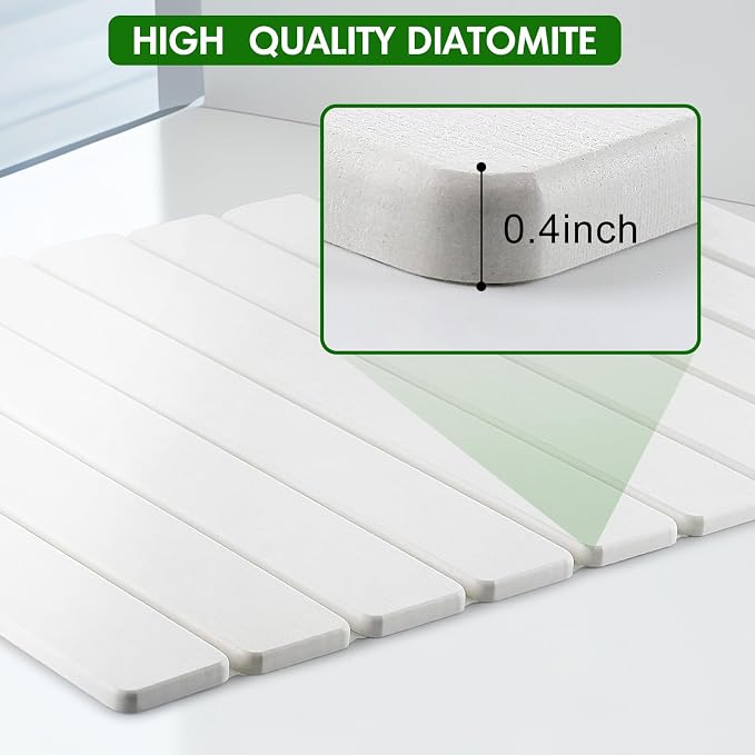 Stone Dish Drying Mat for Kitchen Counter | 24"×16" Diatomaceous Earth - Image 7