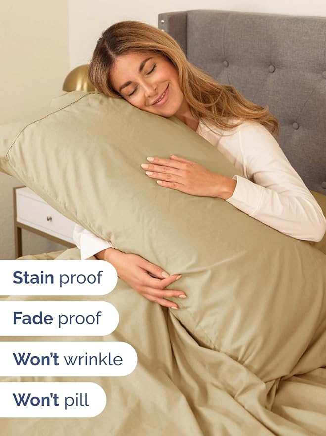 Extra Deep Cal King Sheet Set - 6 Piece Breathable & Cooling Sheets - Hotel Luxury Bed Sheets Set - Easy & Secure Fit - Soft, Wrinkle Free & Comfy Sheets Set - Beige Sheet Set with Extra Deep Pockets