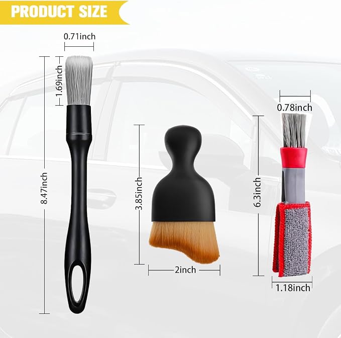 4PCS Car Detailing Brush Kit, Including 1 Ultra Soft No Scratch & 3 Vent - Image 2