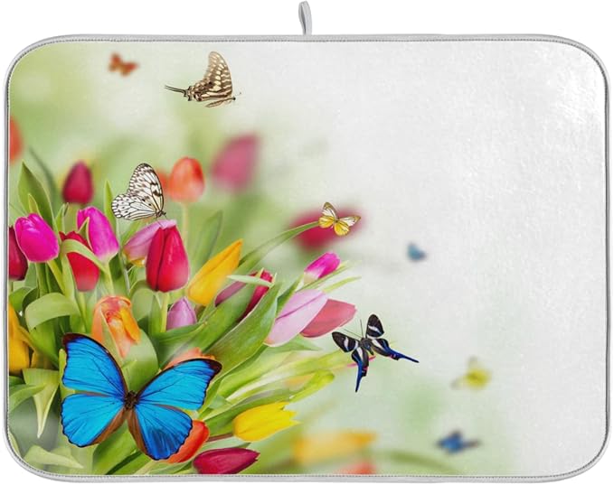 Tarity Colorful Tulip Butterfly Dish Drying Mat by Unknown