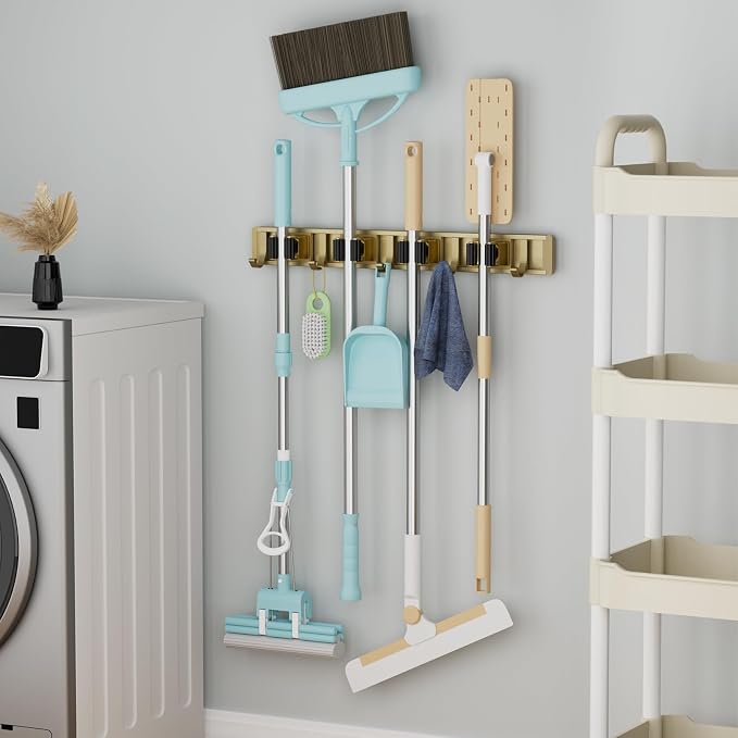 reliahom Broom Holder Wall Mount, 4 Racks - Image 5