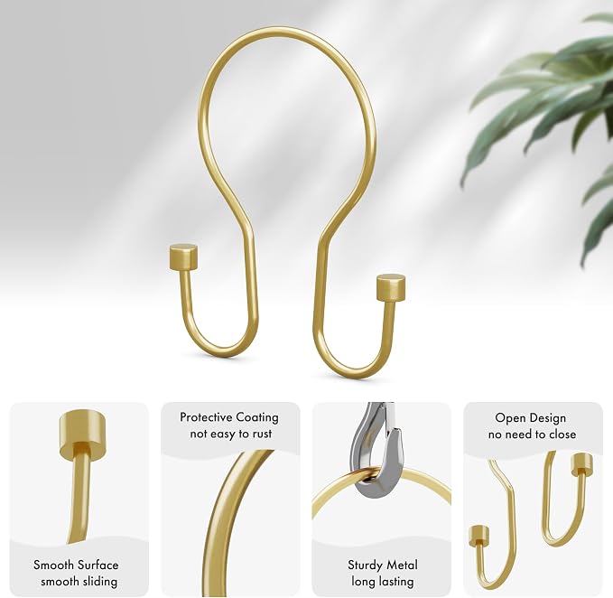 AmazerBath Shower Curtain Hooks, Shower Curtain Rings - Image 2