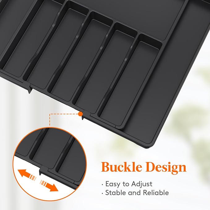 Lifewit Silverware Drawer Organizer, Expandable from 15.4 to 27 inches - Image 7