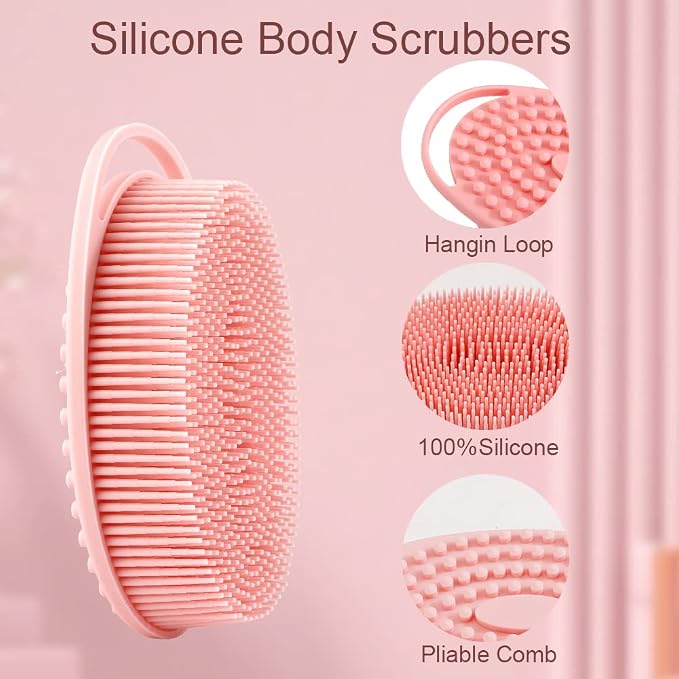 Soft Silicone Body Scrubber 2 PCS Silicone Body Shower, Silicone Loofah 2 in 1 - Image 6