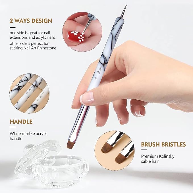 French Nail Brush, YIHUALE 2 Way French Gel Acrylic Nail Art Kolinsky Brush - Image 4