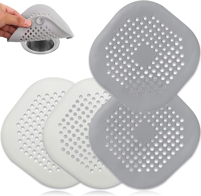 4 Pack Drain Hair Catcher Durable Silicone Hair Stopper Shower Drain Covers by QiyuanLS