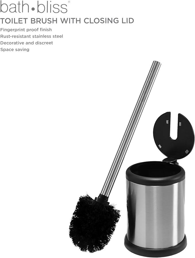 Bath Bliss Toilet Brush and Holder | Self Closing Lid | 360 Degree Brush Head | - Image 7