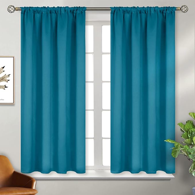 BGment Peacockblue Blackout Curtains 54 Inch Length - Image 2