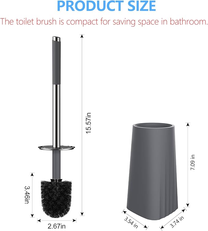 SetSail Toilet Brush, Compact Size Toilet Bowl Brush and Holder Toilet Brushes - Image 2
