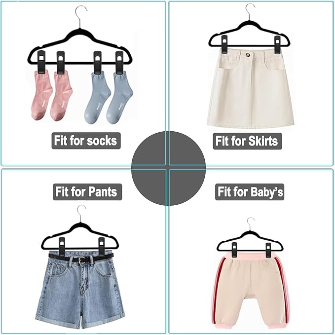 Hanger Clips Perfect for Velvet Hangers, Non-Slip Plastic Clips Pant Skirt - Image 4