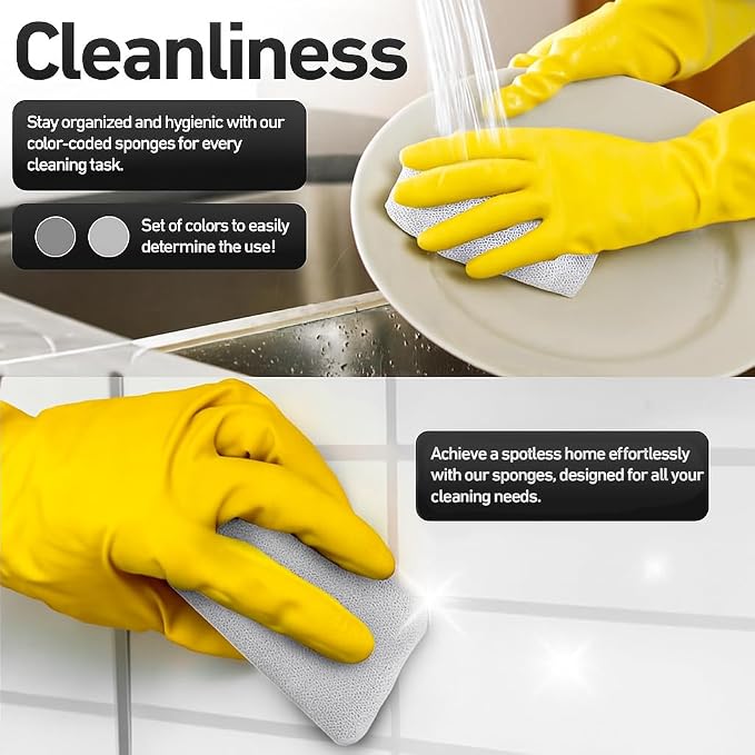 Casanero 12-Pack Silicone Scrubbing Sponges, Heavy-Duty, Non-Scratch | Reusable - Image 4
