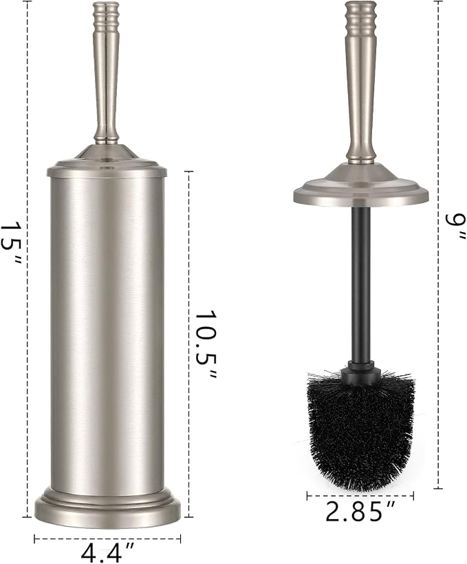 Stain Nickel Toilet Brush and Holder Set, Stainless Steel Toilet Brush - Image 4