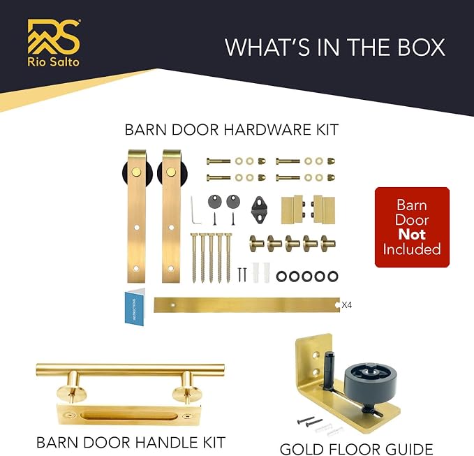 Rio Salto Gold Barn Door Hardware Kit Sliding Door Hardware Modern Barn - Image 4