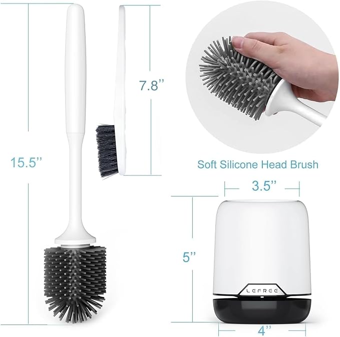 Lefree 2 Pack Silicone Toilet Brush, Rubber Toilet Bowl Brush and Holder Set - Image 9