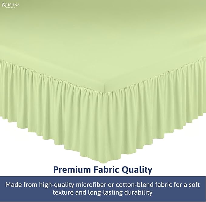 KRISHNA Ruffled Bed Skirt with Split Corners Full, 100% Microfiber Hotel Quality, 21 Inch Drop Dust Ruffle Gathered Bedskirt with Platform, 54" x 75", Sage