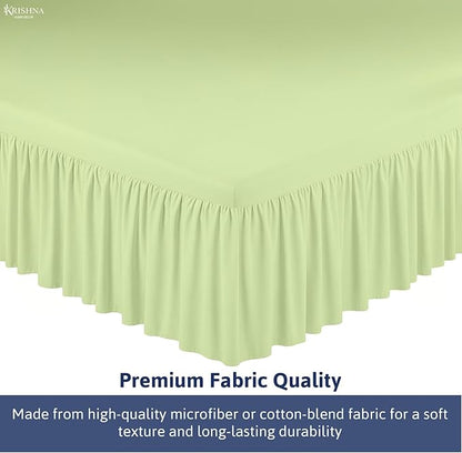 KRISHNA Ruffled Bed Skirt with Split Corners Twin, 100% Microfiber Hotel Quality, 28 Inch Drop Dust Ruffle Gathered Bedskirt with Platform, 39" x 75", Sage