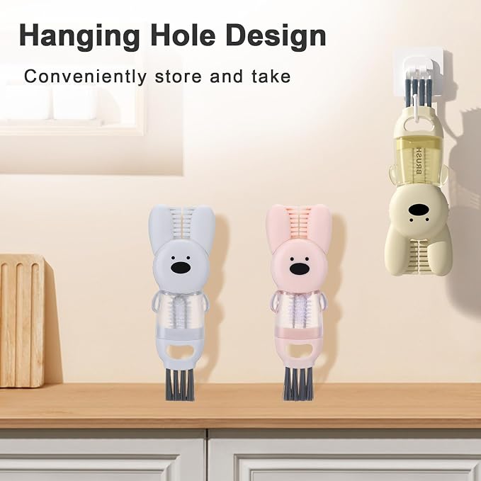 4 in 1 Water Bottle Brush, Cute Rabbit Cup Lid Cleaning Brush Tool Set - Image 4