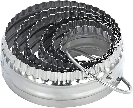 Fluted Cookie Cutters- Round Biscuit Cutters Set of 6 Pieces, Double Sided by SurgeHai