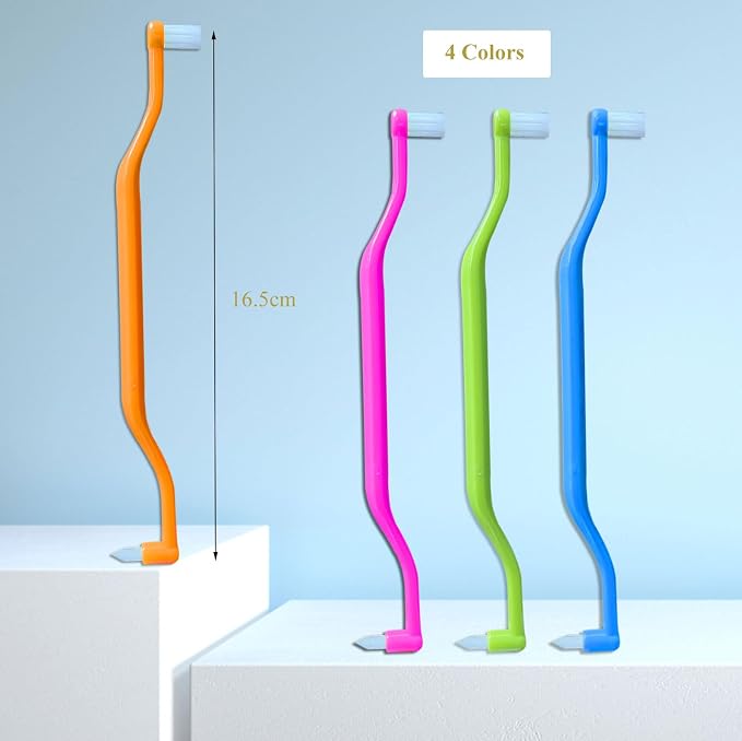 FRUTA Orthodontic Toothbrush 4pcs Tiny Tuft Toothbrush Two in One Double Head - Image 2