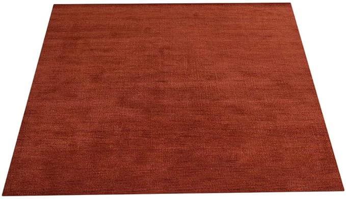 Hand Knotted Loom Wool ECO-Friendly Area Rugs - 8'x8', Square, Light Red Color, Solid Plain Design, High Pile Handmade Anti Skid Area Rugs for Living Room, Bed Room (L00111)